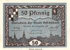 Kleingeld 1914-1922 50 Pf. Schwabach , Notgeld 50 Pfennig Schein unc-kfr. Ti.6715.10.75 , Bayern 1918 Verke -