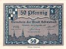 Kleingeld 1914-1922 50 Pf. Schwabach , Notgeld 50 Pfennig Schein unc-kfr. Ti.6715.10.65 , Bayern 1918 Verke -