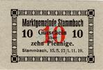 Kleingeld 1914-1922 10 Pf. Stammbach , Notgeld 10 Pfennig Schein unc-kfr. Ti.7070.05.71 Bayern 1917 Verkehr -
