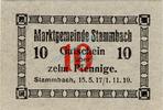 Kleingeld 1914-1922 10 Pf. Stammbach , Notgeld 10 Pfennig Schein unc-kfr. Ti.7070.05.51 Bayern 1917 Verkehr -