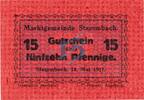 Kleingeld 1914-1922 15 Pf. Stammbach , Notgeld 15 Pfennig Schein unc-kfr. Ti.7070.05.11 Bayern 1917 Verkehr -
