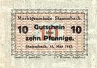Kleingeld 1914-1922 10 Pf. Stammbach , Notgeld 10 Pfennig Schein unc-kfr. Ti.7070.05.20 Bayern 1917 Verkehr -