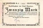 Großnotgeld 1918 DE 20 Mk. Elmshorn , Banknote 20 Mark Schein unc-kfr. Geiger 127.02.a , Schleswig Holstein -