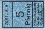 Kleingeld 1914-1922 5 Pf. Essen , Notgeld 5 Pfennig Schein unc-kfr. Ti.1800.45.02 , Rheinland o.D. Verkehr -