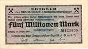 Inflation 1923 DE 5 Mio. Mk. Leipzig , Banknote 5 Millionen Mark Schein gbr. Keller 3086... Sachsen 1923 Infl -