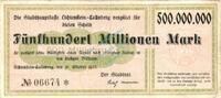 Inflation 1923 DE 500 Mio. Mk. Lichtenstein , Banknote 500 Millionen Mark Schein gbr. Keller 3250.f , Sachsen -