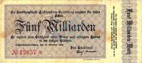 Inflation 1923 DE 5 Mia. Mk. Lichtenstein , Banknote 5 Milliarden Mark Schein gbr. Keller 3250.h , Sachsen -
