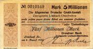 Inflation 1923 DE 5 Mio. Mk. Limbach , Banknote 5 Millionen Mark Schein gbr. Bühn 4727.16 , Sachsen 1923 Infl -