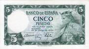 Spanien - Spain  Banknote Spanien , 5 Pesetas Schein 1954 -King Alfonso X- unc-kfr WPM.146 1 bis 1-