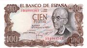 Spanien - Spain 100 Pesetas Banknote Spanien , 100 Pesetas Schein 1970 -Manuel de Falla- unc-kfr WPM.152 -