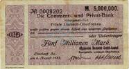 Inflation 1923 DE 5 Mio. Mk. Limbach , Banknote 5 Millionen Mark Schein gbr. Bühn 4725.13 , Sachsen 1923 -