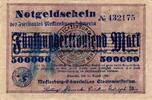 Inflation 1923 DE 500.000 Mk. Schwerin , Banknote 500.000 Mark Schein gbr. Müller 4210.W1 , Mecklenburg 1923 -