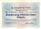 Inflation 1923 DE 20 Mia. Mk. Senden , Banknote 20 Milliarden Mark Schein gbr. Keller 4770 , Bayern 1923 Infla -
