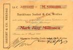 Inflation 1923 DE 5 Mio. Mk. Werdau , Banknote 5 Millionen Mark Scheck gbr. Keller 5546 , Sachsen 1923 Inflat -