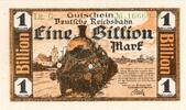 1 Billion Mk. 1923 Inflation 1923 DE Karlsruhe , Banknote 1 Billion Mark Schein unc-kfr. Keller 2583. Baden 1923 Infl 1 bis 1-