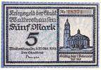 Großnotgeld 1918 DE 5 Mk. Waltershausen , Notgeld 5 Mark Schein in unc-kfr. Geiger 538.1 , Sachsen 1918 -