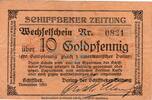 Wertbeständig 1923/24 DE 10 Gold Pf. Schiffbek , Banknote 10 Gold Pfennig Schein in gbr. Müller 4290.8 Schleswig 1923 -
