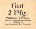 Kleingeld 1914-1922 2 Pf. Hamburg , Notgeld 2 Pfennig Schein unc-kfr. Ti.2765.375.02 , Hamburg o.D. Verkeh -