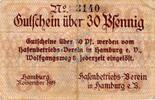 Kleingeld 1914-1922 30 Pf. Hamburg , Notgeld 30 Pfennig Schein gbr. Ti.2765.145.02 , Hamburg 1919 Verkehrsa -