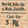 Kleingeld 1914-1922 5 Pf. Schiffbek , Notgeld 5 Pfennig Schein unc-kfr. Ti.6495.05.10 , Schleswig o.D. Ver -