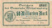 50 Mia. Mk. 1923 Inflation 1923 DE Wilhelmsburg , Banknote 50 Milliarden Mark Schein unc-kfr. Keller 5626.b NDS/HH 1 bis 1-