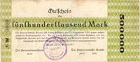 Inflation 1923 DE 500.000 Mk. Sande , Banknote 500.000 Mark Schein gbr. Keller 4700 , Schleswig 1923 Inflation -