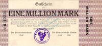 Inflation 1923 DE 1 Mio. Mk. Sande , Banknote 1 Million Mark Schein gbr. Keller 4700 , Schleswig 1923 Inflati -