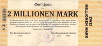 Inflation 1923 DE 2 Mio. Mk. Sande , Banknote 2 Millionen Mark Schein gbr. Keller 4700 , Schleswig 1923 Infla -