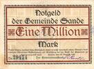 Inflation 1923 DE 1 Mio. Mk. Sande , Banknote 1 Million Mark Schein F-kfr. Keller 4700.c , Schleswig 1923 Inf -