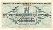 Inflation 1923 DE 5 Mio. Mk. Altona , Banknote 5 Millionen Mark Schein gbr. Keller 79.c-f , Schleswig 1923 In -