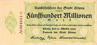 Inflation 1923 DE 500 Mio. Mk. Altona , Banknote 500 Millionen Mark Schein gbr. Keller 79.g , Schleswig 1923 -