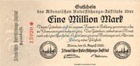 Inflation 1923 DE 1 Mio. Mk. Altona , Banknote 1 Million Mark Schein unc-kfr. Keller 81.c , Schleswig 1923 -