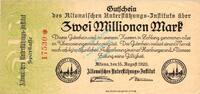 Inflation 1923 DE 2 Mio. Mk. Altona , Banknote 2 Millionen Mark Schein L-gbr. Keller 81.c , Schleswig 1923 -