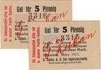Kleingeld 1914-1922 2 x 5 Pf. --KN fortl-- München , Notgeld 2 x 5 Pfennig --2 x fortlaufende KN-- unc-kfr. Ti.4680.2065.05 -