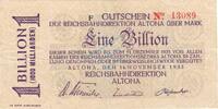 Inflation 1923 DE 1 Bio. Mk. Altona , Banknote 1 Billion Mark Schein in gbr. Keller 80.p , Schleswig 1923 Inf -