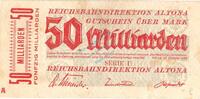 Inflation 1923 DE 50 Mia. Mk. Altona , Banknote 50 Milliarden Mark Schein in gbr. Keller 80.k2 Schleswig 1923 -