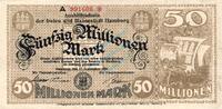 Inflation 1923 DE 50 Mio. Mk. Hamburg , Banknote 50 Millionen Mark Schein gbr. Keller 2109.n , Hamburg 1923 -