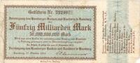 Inflation 1923 DE 50 Mia. Mk. Hamburg , Banknote 50 Milliarden Mark Schein gbr-. Keller 2137.L , Hamburg 1923 -