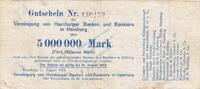 Inflation 1923 DE 5 Mio. Mk. Hamburg , Banknote 5 Millionen Mark Schein gbr. Keller 2137.b , Hamburg 1923 Inf -