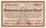 Inflation 1923 DE 100.000 Mk. Hamburg , Banknote 100.000 Mark Schein L-gbr. Keller 2124.a , Hamburg 1923 Infla -
