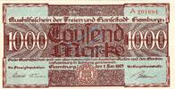Inflation 1922/23 DE 1.000 Mk. Hamburg , Banknote 1.000 Mark Schein unc-kfr. Müller 1975.9.a , Hamburg 1923 Inf -