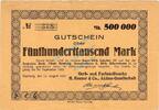 Inflation 1923 DE 500.000 Mk. Hamburg , Banknote 500.000 Mark Schein gbr. Keller 2117.a , Hamburg 1923 Inflati -