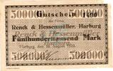 Inflation 1923 DE 500.000 Mk. Harburg , Banknote 500.000 Mark Schein gbr. Keller 2210.b , Niedersachsen 1923 -