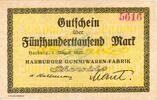 Inflation 1923 DE 500.000 Mk. Harburg , Banknote 500.000 Mark Schein gbr. Keller 2204.d , Niedersachsen 1923 -