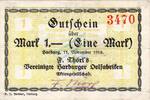 Großnotgeld 1918 DE 1 Mk. Harburg , Banknote 1 Mark Schein gbr.E Geiger 221.02 , Niedersachsen 1918 Grossn -