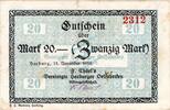Großnotgeld 1918 DE 20 Mk. Harburg , Banknote 20 Mark Schein gbr.E Geiger 221.04 , Niedersachsen 1918 Gross -