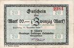 Großnotgeld 1918 DE 20 Mk. Harburg , Banknote 20 Mark Schein gbr. Geiger 221.04 , Niedersachsen 1918 Grossn -