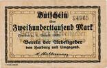 Inflation 1923 DE 200.000 Mk. Harburg , Banknote 200.000 Mark Schein gbr. Keller 2213.a , Niedersachsen 1923 -
