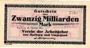 Inflation 1923 DE 20 Mia. Mk. Harburg , Banknote 20 Milliarden Mark Schein L-gbr. Keller 2213.c , NDS/HH 1923 -