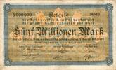 Inflation 1923 DE 5 Mio. Mk. Recklinghausen , Banknote 5 Millionen Mark Schein gbr. Keller 4460.e-f , Westfal -